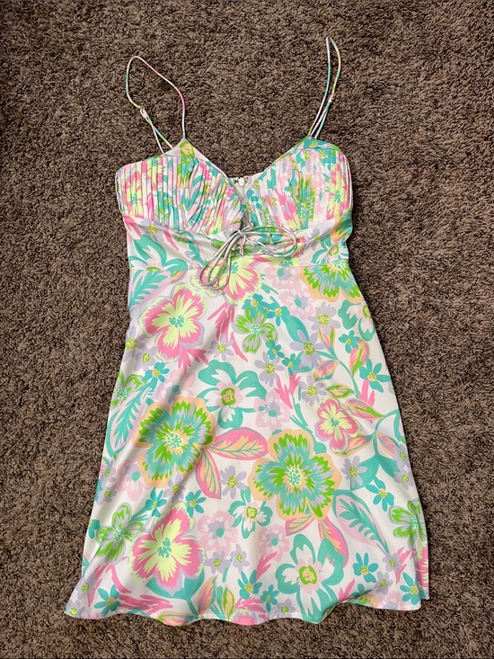 For Love And Lemons Dresses & Skirts - For Love & Lemons Pastel Floral Asymmetrical Slip Dress in Pink, Green, Teal